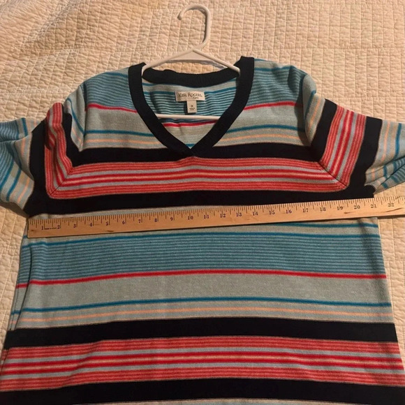 Kim Rogers Curvy Plus Size Colorful Striped V-Neck Sweater Sz 1X - Picture 7 of 8